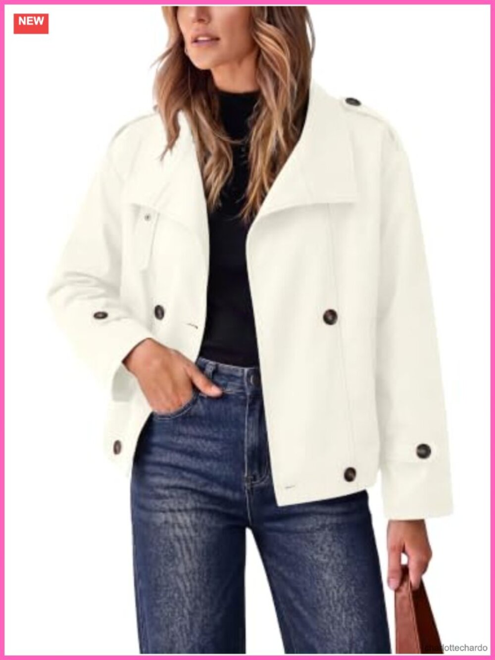 Cropped Trench Coat Women Funnel Neck 100% Polyester Casual Jacket